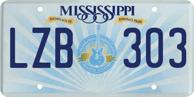 MS license plate LZB303
