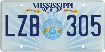 MS license plate LZB305