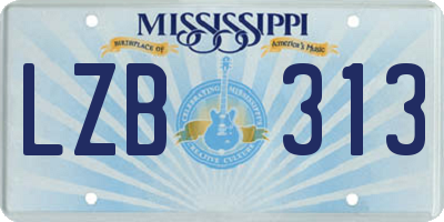 MS license plate LZB313