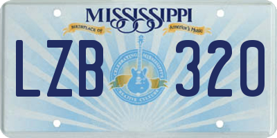 MS license plate LZB320