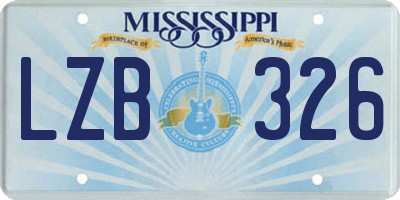 MS license plate LZB326