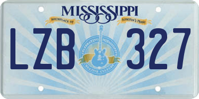 MS license plate LZB327