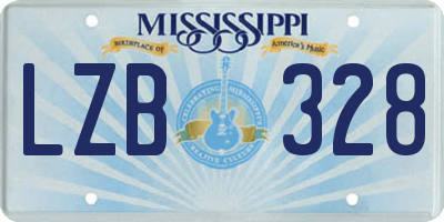 MS license plate LZB328