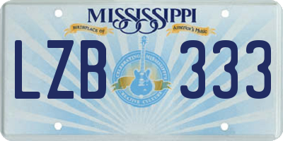 MS license plate LZB333
