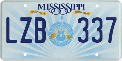 MS license plate LZB337