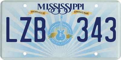 MS license plate LZB343