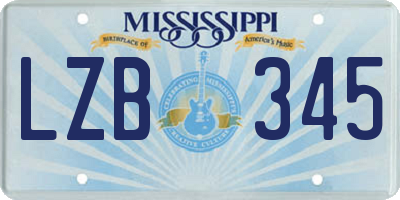 MS license plate LZB345