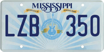 MS license plate LZB350