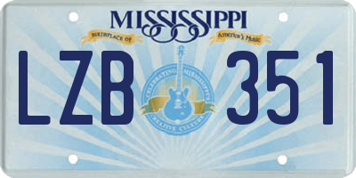 MS license plate LZB351