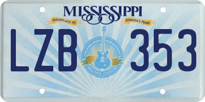 MS license plate LZB353