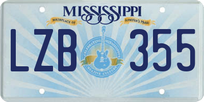 MS license plate LZB355
