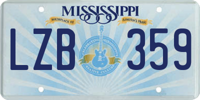 MS license plate LZB359