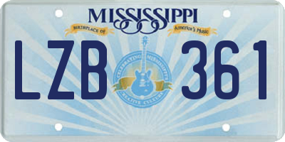 MS license plate LZB361