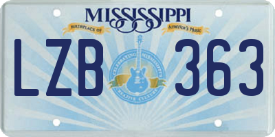 MS license plate LZB363