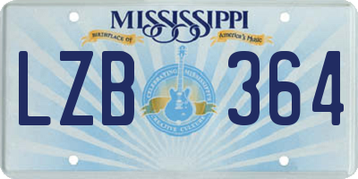 MS license plate LZB364
