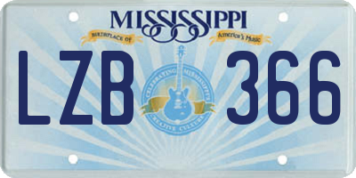 MS license plate LZB366