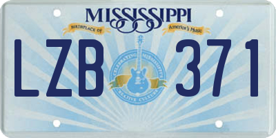 MS license plate LZB371