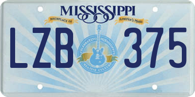 MS license plate LZB375