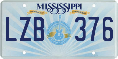 MS license plate LZB376