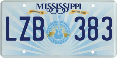 MS license plate LZB383