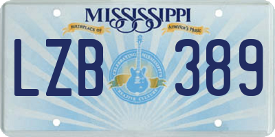 MS license plate LZB389