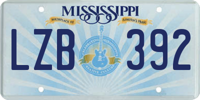 MS license plate LZB392