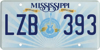 MS license plate LZB393