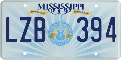 MS license plate LZB394