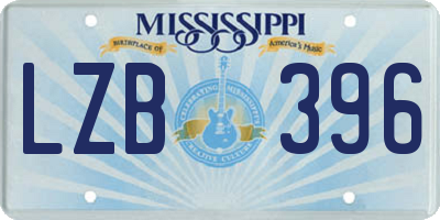 MS license plate LZB396
