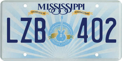 MS license plate LZB402