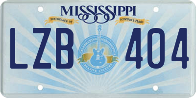 MS license plate LZB404