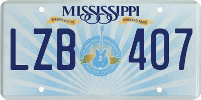 MS license plate LZB407