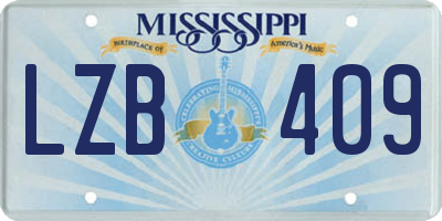 MS license plate LZB409