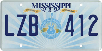MS license plate LZB412
