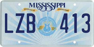 MS license plate LZB413