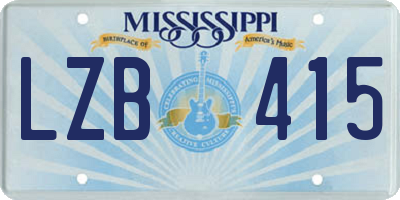 MS license plate LZB415