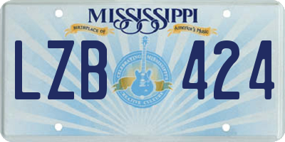 MS license plate LZB424