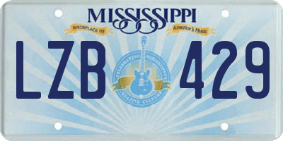 MS license plate LZB429
