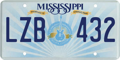 MS license plate LZB432