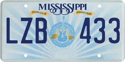 MS license plate LZB433