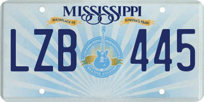 MS license plate LZB445