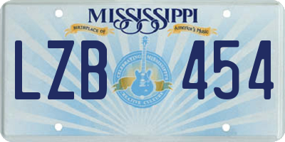 MS license plate LZB454