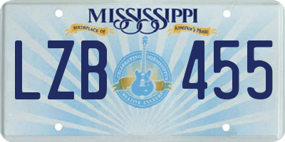 MS license plate LZB455