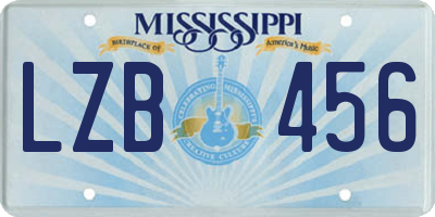 MS license plate LZB456