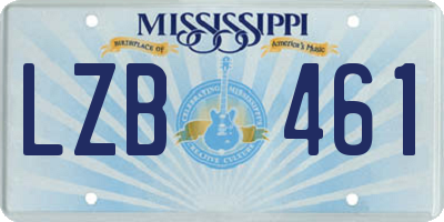 MS license plate LZB461