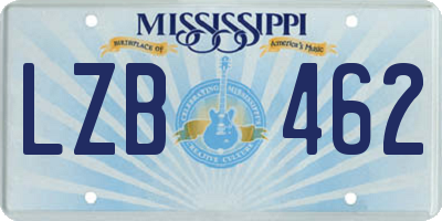 MS license plate LZB462