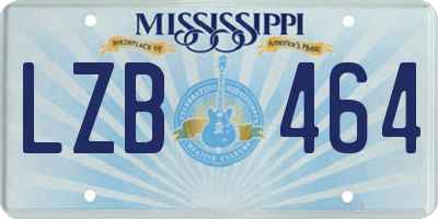 MS license plate LZB464