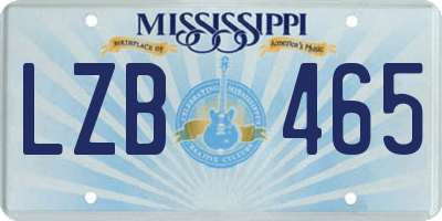 MS license plate LZB465