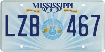 MS license plate LZB467