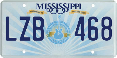 MS license plate LZB468